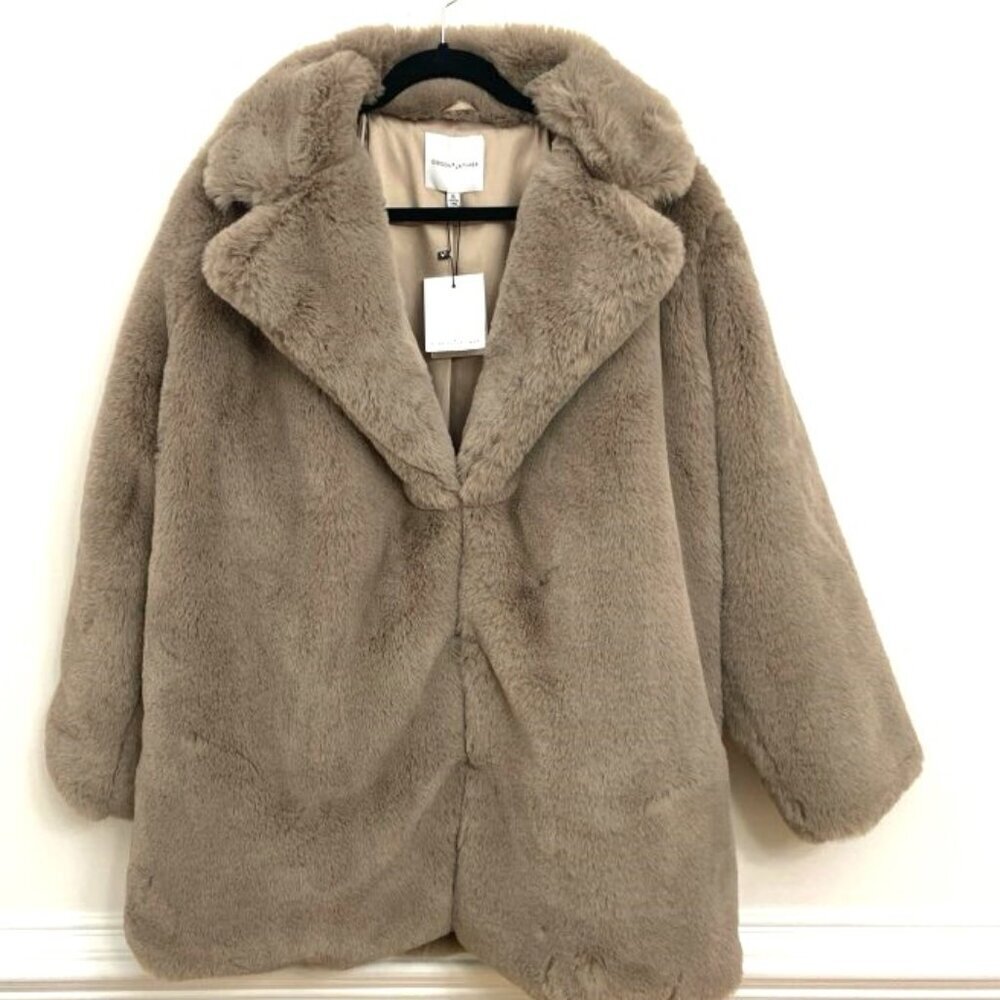 Gibson Latimer‎ Faux Fur Coat Women’s Sz XL Brown Cozy Hygge Neutral